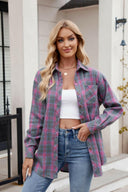 Mandy Pocketed Plaid Collared Neck Long Sleeve Shirt-Rae Collective, Women's Online Fashion Boutique Located in Phoenix, Arizona (Scottsdale Area)