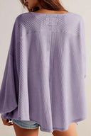 Waffle-Knit V-Neck Long Sleeve Top-Long Sleeve Tops-Rae Collective, Women's Online Fashion Boutique Located in Phoenix, Arizona (Scottsdale Area)