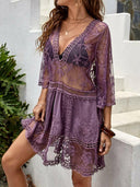 Lace Detail Plunge Cover-Up Dress-Rae Collective, Women's Online Fashion Boutique Located in Phoenix, Arizona (Scottsdale Area)