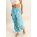 Ruffle Waist Burnout Jogger Pants