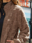Fuzzy Checkered Zip Up Jacket-Rae Collective, Women's Online Fashion Boutique Located in Phoenix, Arizona (Scottsdale Area)