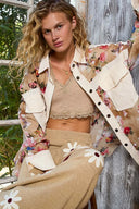 Oversized Woven Floral Print Shacket