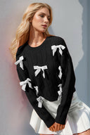 S-3X With Love Cable Knit Bow Sweater-Sweaters-Rae Collective, Women's Online Fashion Boutique Located in Phoenix, Arizona (Scottsdale Area)