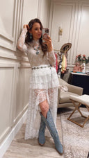 The Darling Sheer Lace Frilly High Low Skirt
