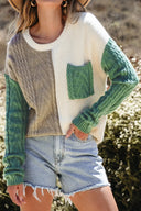 Color Block Round Neck Long Sleeve Sweater-Rae Collective, Women's Online Fashion Boutique Located in Phoenix, Arizona (Scottsdale Area)