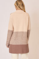 Waffle Knit Color Block Wide Collar Cardigan-Cardigans-Krush Kandy, Women's Online Fashion Boutique Located in Phoenix, Arizona (Scottsdale Area)