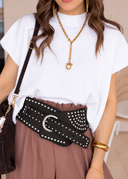 Wide Studded Western Buckle Belt | 3 Colors