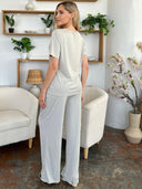 Double Take Full Size Round Neck Short Sleeve T-Shirt and Wide Leg Pants Set-Rae Collective, Women's Online Fashion Boutique Located in Phoenix, Arizona (Scottsdale Area)