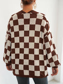 Checkered Open Front Long Sleeve Cardigan-Cardigans-Rae Collective, Women's Online Fashion Boutique Located in Phoenix, Arizona (Scottsdale Area)