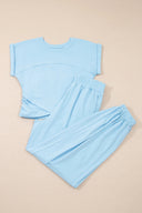 Beau Blue Cropped Tank Top & Jogger Pants Set
