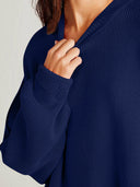 Double Take Side Slit Round Neck Long Sleeve Sweater-Sweaters-Rae Collective, Women's Online Fashion Boutique Located in Phoenix, Arizona (Scottsdale Area)