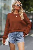 Round Neck Drop Shoulder Long Sleeve Sweater-Rae Collective, Women's Online Fashion Boutique Located in Phoenix, Arizona (Scottsdale Area)