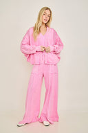 Mineral Wash Eyelet Flare Pants