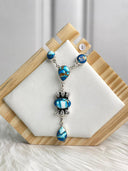Indigo Blue Dahlia Crystal Necklace Bag 18