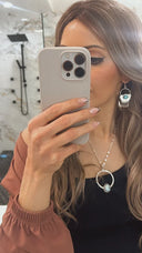 Arrow Stamped Fringe Stone Earrings-Drop Earrings-Rae Collective, Women's Online Fashion Boutique Located in Phoenix, Arizona (Scottsdale Area)