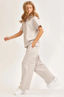Short-Sleeved Quarter-Zip Lounge Set-2 Piece Outfit Sets-Rae Collective, Women's Online Fashion Boutique Located in Phoenix, Arizona (Scottsdale Area)