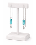 Long Dangle Earrings with Beaded Detail and Silver Accents