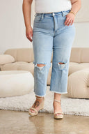 RfM Full Size Tummy Control High Waist Raw Hem Distressed Jeans-Rae Collective, Women's Online Fashion Boutique Located in Phoenix, Arizona (Scottsdale Area)