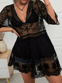 Lace Detail Plunge Cover-Up Dress-Rae Collective, Women's Online Fashion Boutique Located in Phoenix, Arizona (Scottsdale Area)