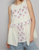 POL Round Neck Sleeveless Textured Woven Floral Top-Tops-Krush Kandy, Women's Online Fashion Boutique Located in Phoenix, Arizona (Scottsdale Area)