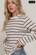 Long Sleeve Round Neck Stripe Tee-Long Sleeve Tops-Krush Kandy, Women's Online Fashion Boutique Located in Phoenix, Arizona (Scottsdale Area)