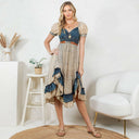 Boho Denim Patchwork Midi Dress-Dresses-Rae Collective, Women's Online Fashion Boutique Located in Phoenix, Arizona (Scottsdale Area)