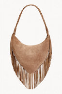 Aztec Maze Fringe Hobo Bag – Taupe