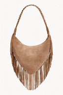 Aztec Maze Fringe Hobo Bag – Taupe