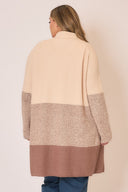 Waffle Knit Color Block Wide Collar Cardigan-Cardigans-Krush Kandy, Women's Online Fashion Boutique Located in Phoenix, Arizona (Scottsdale Area)