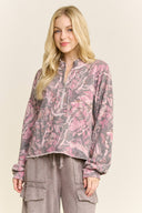Washed Camo Quarter Zip Sweatshirt
