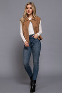Notched Collar Soft Felt Zip Up Vest-Vests-Krush Kandy, Women's Online Fashion Boutique Located in Phoenix, Arizona (Scottsdale Area)