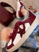 Stardust Glam: Burgundy Glitter Star Sneakers-Sneakers-Rae Collective, Women's Online Fashion Boutique Located in Phoenix, Arizona (Scottsdale Area)