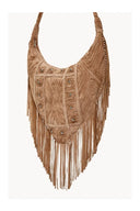 Aztec Maze Fringe Hobo Bag – Taupe