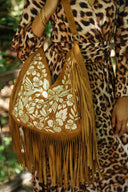 Monterey Embroidered Fringe Bag – Dark Tan