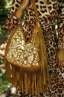 Monterey Embroidered Fringe Bag – Dark Tan