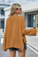 High-Low Slit Round Neck Long Sleeve Sweater-Rae Collective, Women's Online Fashion Boutique Located in Phoenix, Arizona (Scottsdale Area)