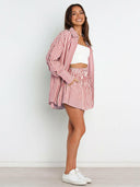 Bon Voyage Striped Button Down Top & Shorts Set-2 Piece Outfit Sets-Rae Collective, Women's Online Fashion Boutique Located in Phoenix, Arizona (Scottsdale Area)