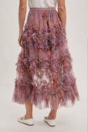 Floral Ruffled Mesh Midi Skirt-Skirts-Rae Collective, Women's Online Fashion Boutique Located in Phoenix, Arizona (Scottsdale Area)