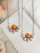 Days of Spring Collection Rosarita & Pink Conch Half Daisy Necklace