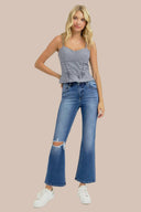 Risen Full Size Distressed High Rise Crop Flare Jeans-Rae Collective, Women's Online Fashion Boutique Located in Phoenix, Arizona (Scottsdale Area)
