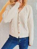 Cable-Knit V-Neck Button Down Long Sleeve Cardigan-Rae Collective, Women's Online Fashion Boutique Located in Phoenix, Arizona (Scottsdale Area)