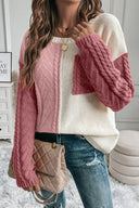 Color Block Round Neck Long Sleeve Sweater-Rae Collective, Women's Online Fashion Boutique Located in Phoenix, Arizona (Scottsdale Area)