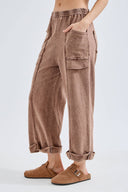 Mineral Washed Raw Hems Pants