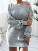 Balloon Sleeve Boat Neck Sweater Mini Dress-Rae Collective, Women's Online Fashion Boutique Located in Phoenix, Arizona (Scottsdale Area)