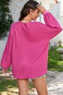 Waffle-Knit V-Neck Long Sleeve Top-Long Sleeve Tops-Rae Collective, Women's Online Fashion Boutique Located in Phoenix, Arizona (Scottsdale Area)