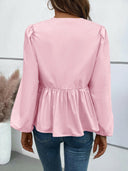 Ivy Lane Peplum Tied Long Sleeve Blouse-Rae Collective, Women's Online Fashion Boutique Located in Phoenix, Arizona (Scottsdale Area)