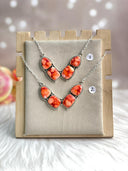 Desert Coral Dahlia Chain V Necklace