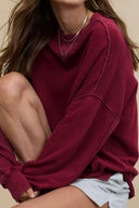 Side Slit Round Neck Long Sleeve Sweatshirt-Rae Collective, Women's Online Fashion Boutique Located in Phoenix, Arizona (Scottsdale Area)