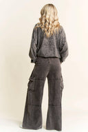 Mineral Wash Wide leg pants with Cargo Pockets-Bottoms-Rae Collective, Women's Online Fashion Boutique Located in Phoenix, Arizona (Scottsdale Area)