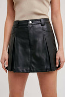 Front Pleated Faux Leather Skort-Skirts-Rae Collective, Women's Online Fashion Boutique Located in Phoenix, Arizona (Scottsdale Area)
